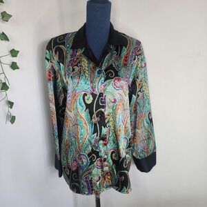 Vintage Beth Michael's Paisley Button Down Top